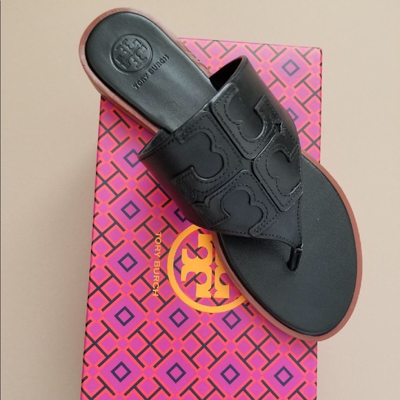 Tory Burch Jamie Sandals Black NIB Size 7 - Picture 4 of 6